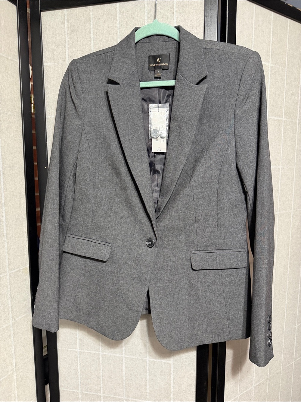 Worthington Women's Charcoal Gray Single-Button Blazer